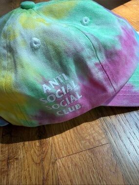 Anti Social Social Club Pastel Tie-Dye Cap — Green Pink Yellow